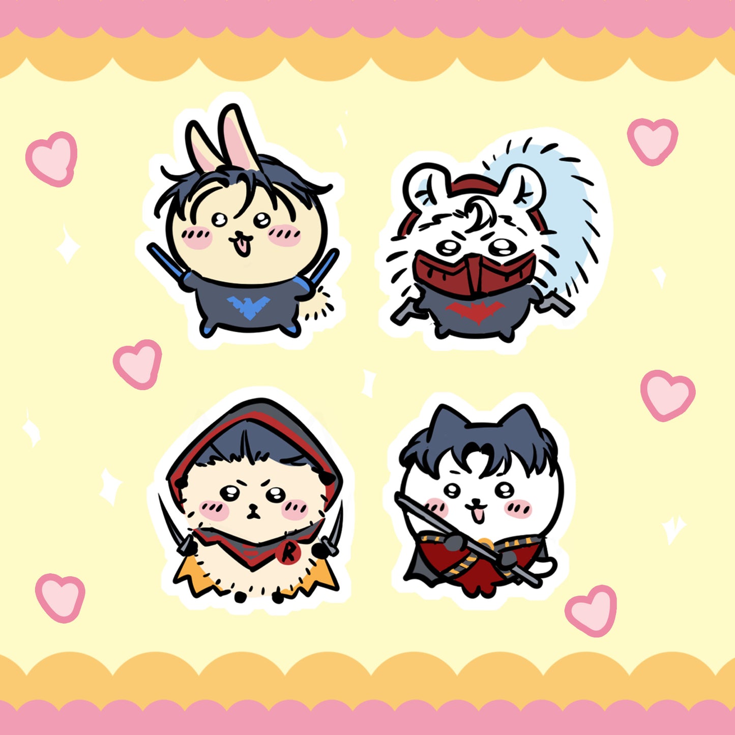 Holo Batfam Chiikawa Stickers